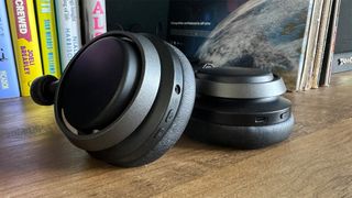 Philips Fidelio L4 noise-cancelling headphones close up showing on-earcup controls