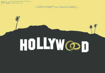 Editorial cartoon U.S. Anna Faris Chris Pratt divorce