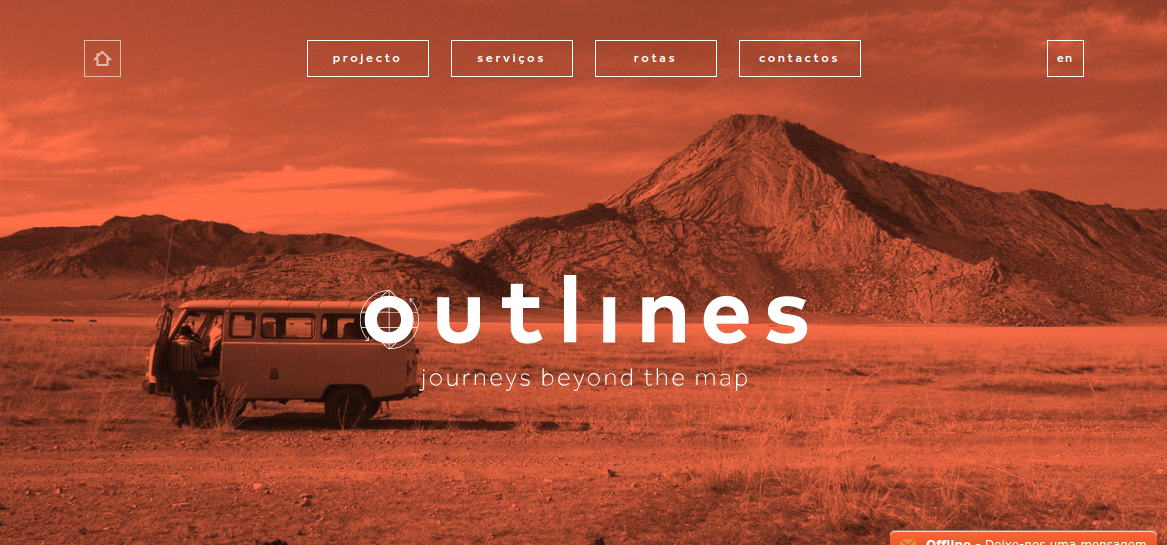 A “travel agency for non-tourists”, Outlines’ homepage harnesses the colour overlay trend to great effect
