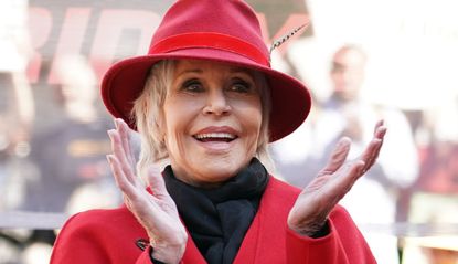 Jane Fonda speaking at Los Angeles City Hall on February 07, 2020 in Los Angeles, California.