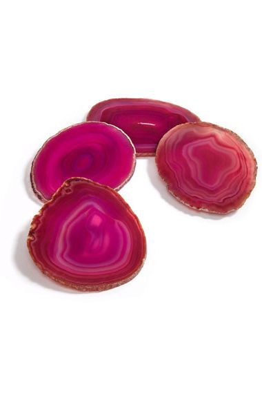 ANNA New York Fuchsia Agate Coasters, Set of 4