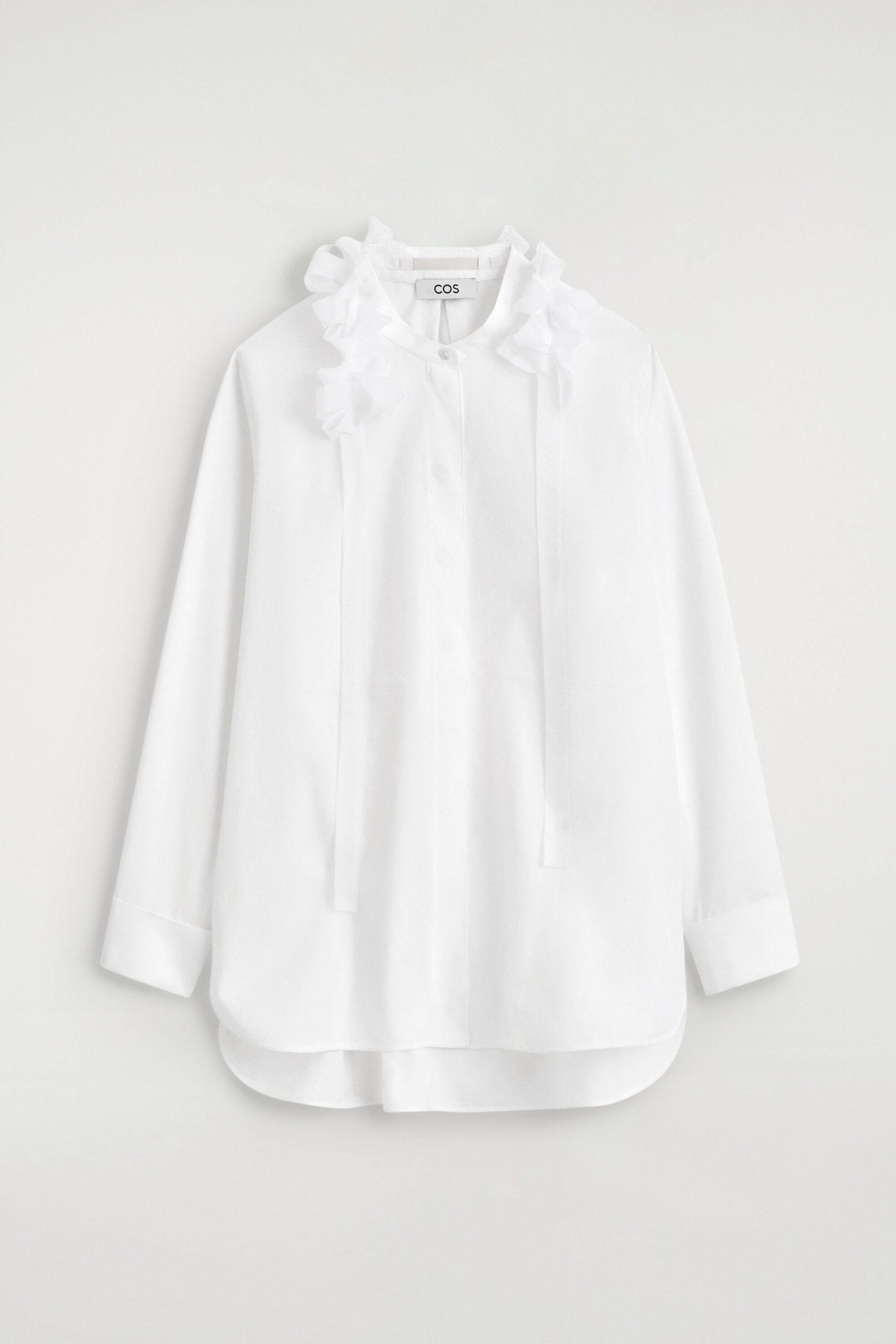 Ruffled-Collar Cotton-Silk Shirt