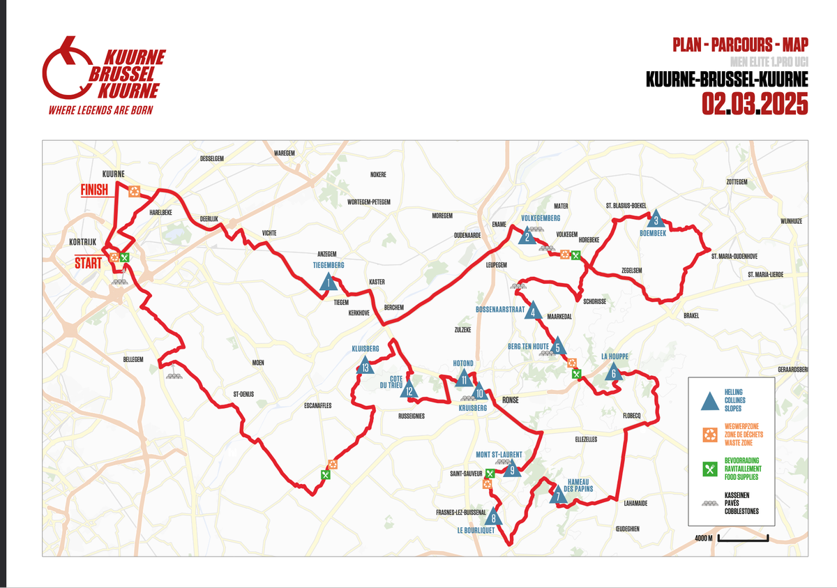 Map for the 2025 Kuurne-Brussel-Kuurne