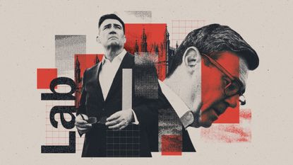 Photo composite illustration of Andy Burnham