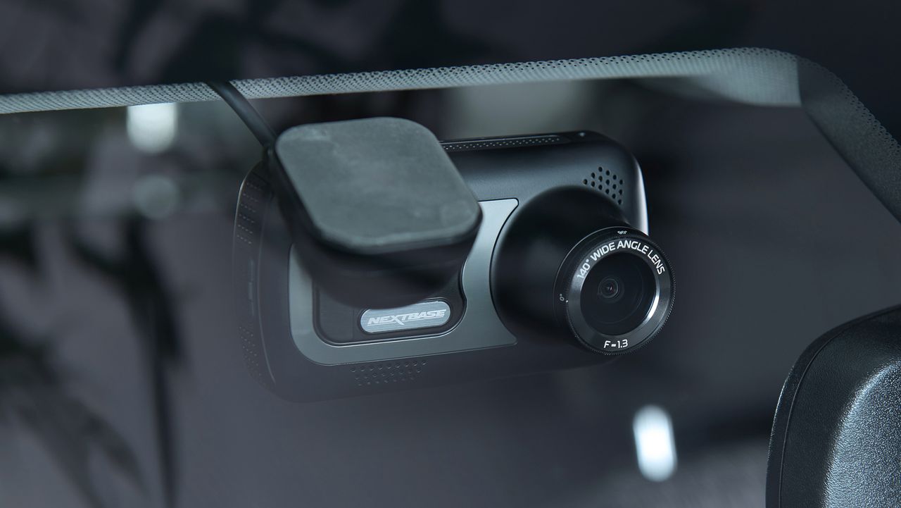 The best dash cam, a Nextbase 622GW, on a car&#039;s windscreen