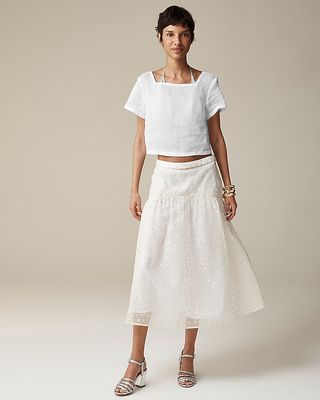 Maryam Nassir Zadeh X J.crew Drop-Waist Skirt in Embroidered Silk Organza