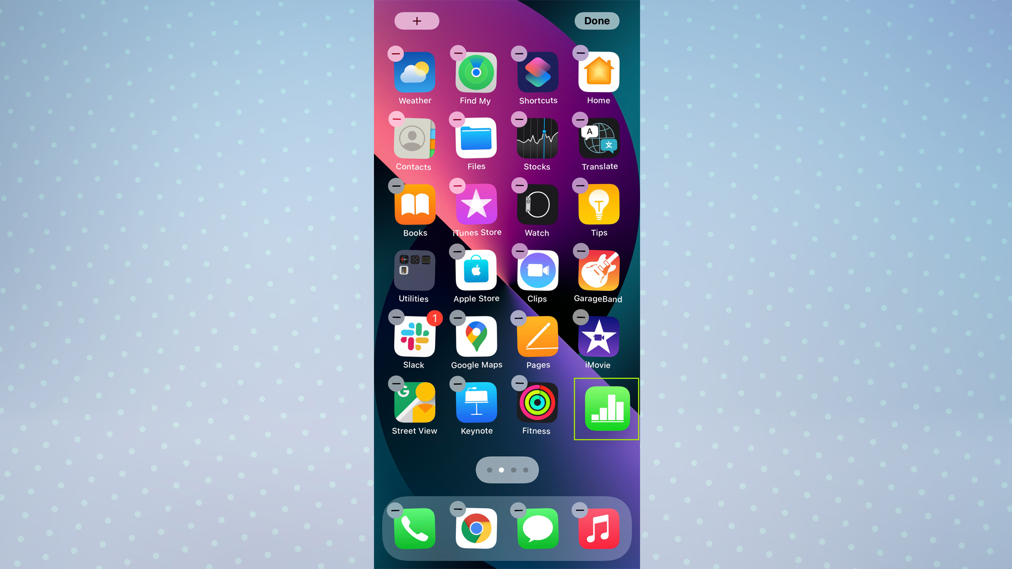 Главный экран iOS с выделенным приложением