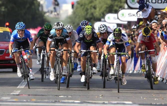 The breakaway sprints for victory