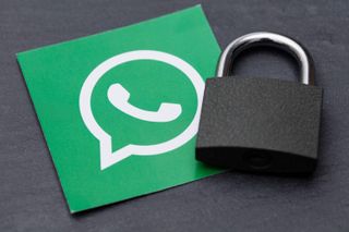 WhatsApp social media logo with a security padlock