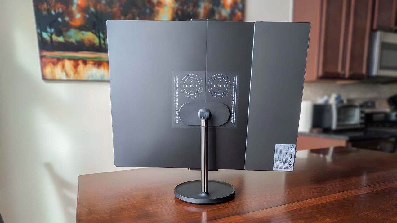 Backside of JSAUX FlipGo Pro 16 while it's connected to Snap Stand.