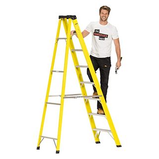 8 Tread Small Fibreglass Step Ladder, Heavy Duty En131, Weather Proof Stepladder for Painting, Decorating & Electricians