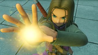 Best JRPGs - The Dragon Quest 11 protagonist fires magic from his palm.