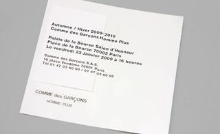 Commes de Garçons' invitation