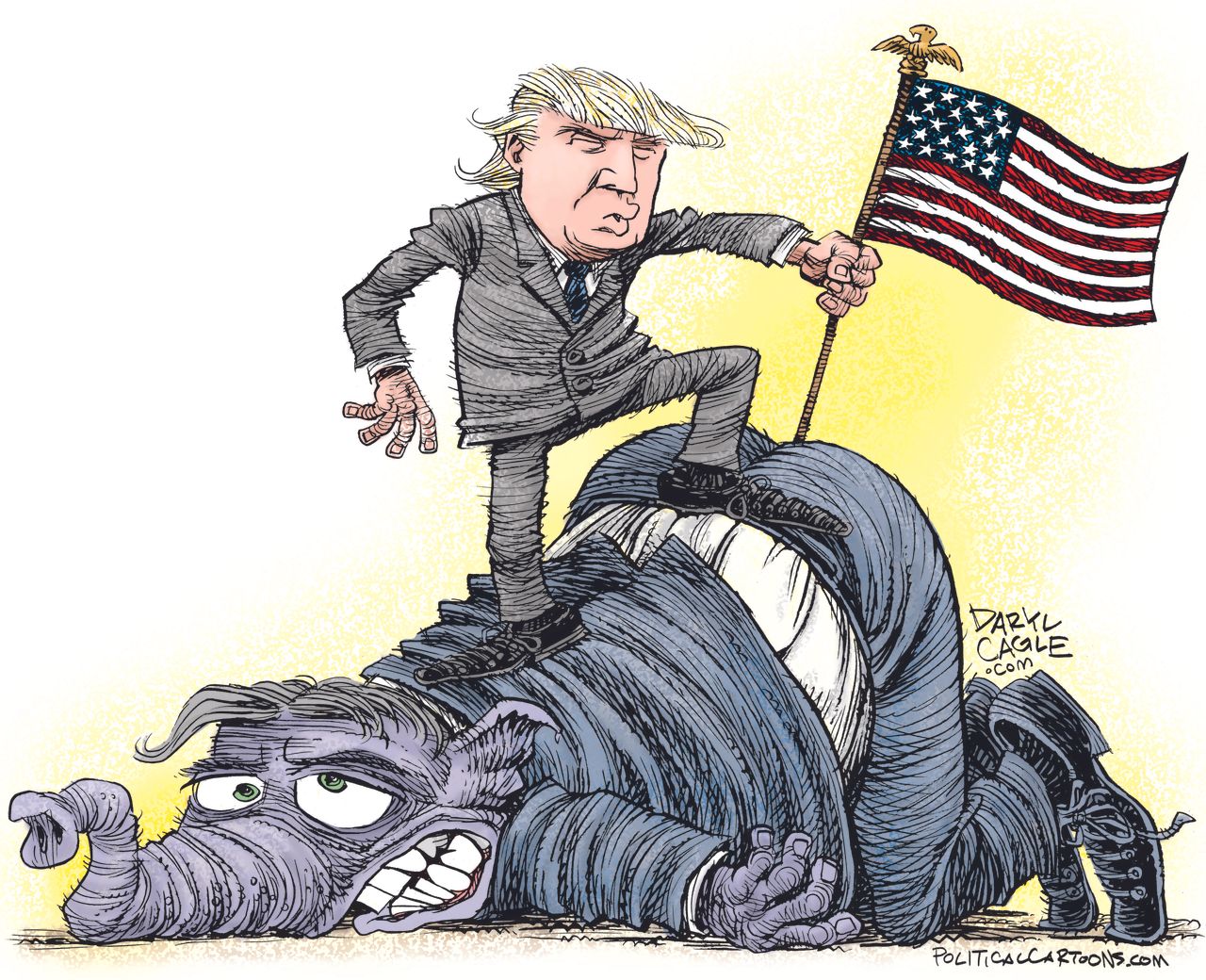 Political Cartoon U.S. Trump GOP 2016