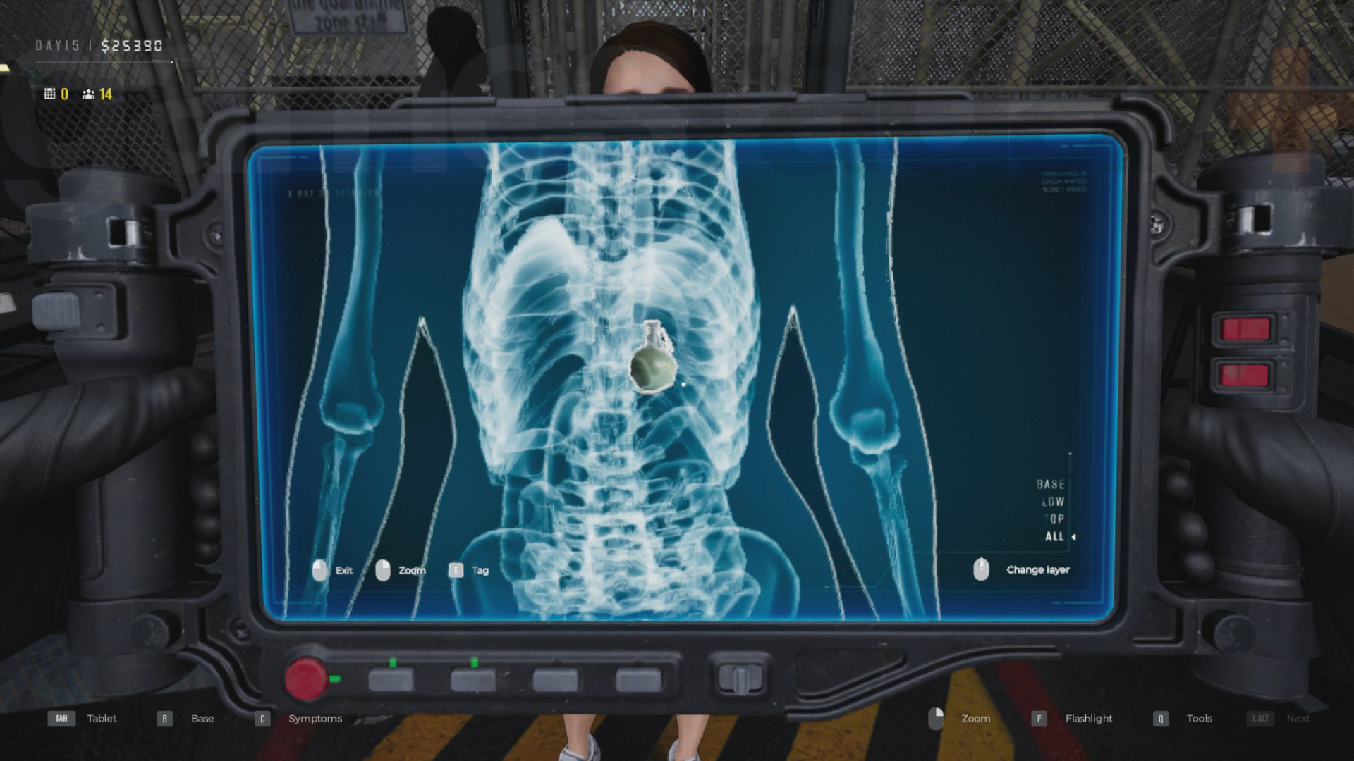 Identifying internal Quarantine Zone contraband using the x-ray device