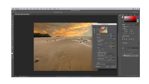 Adobe Photoshop review: Image shows the software being used on a picture of the desert.