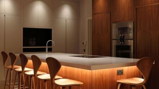 kitchen island with hidden LED lights