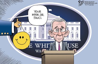 Political Cartoon U.S. Fauci Trump coronavirus mask