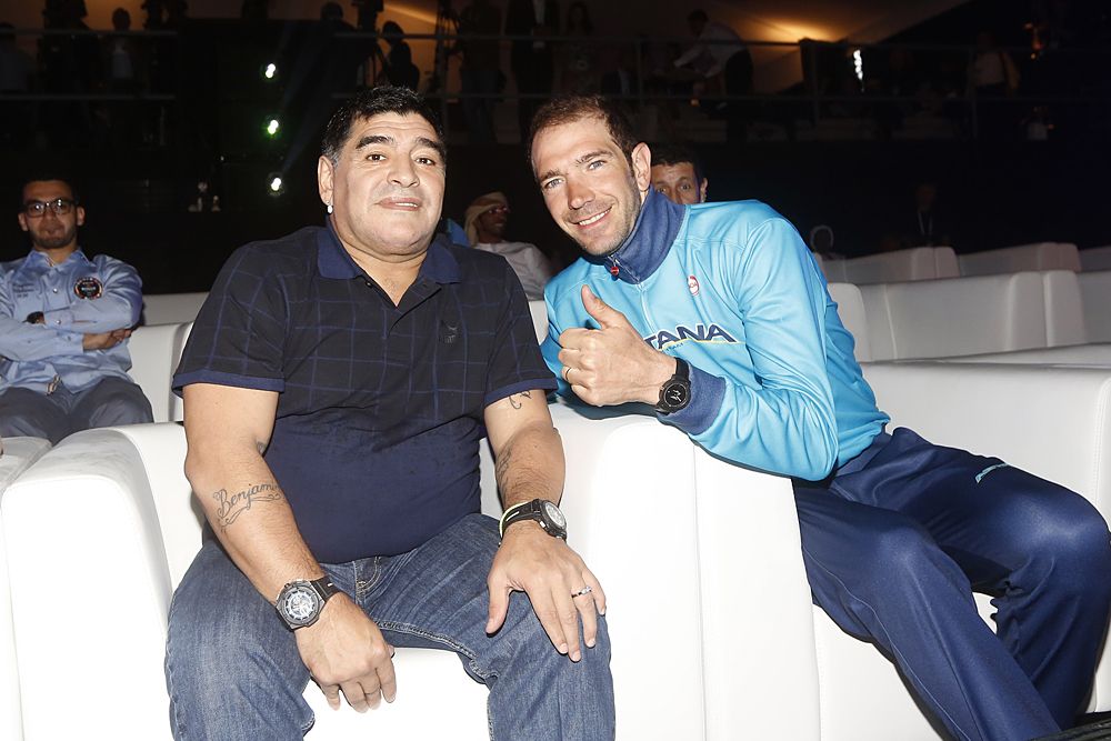 Alessandro Vanotti (Astana) with football legend Diego Maradona