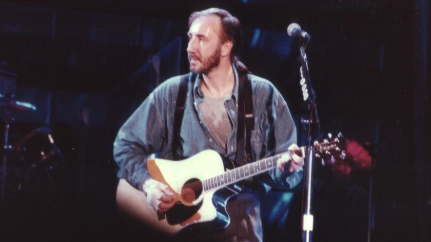 Rock band The Who (Pete Townshend) perform at Jack Murphy Stadium in San Diego, California on August 22,1989