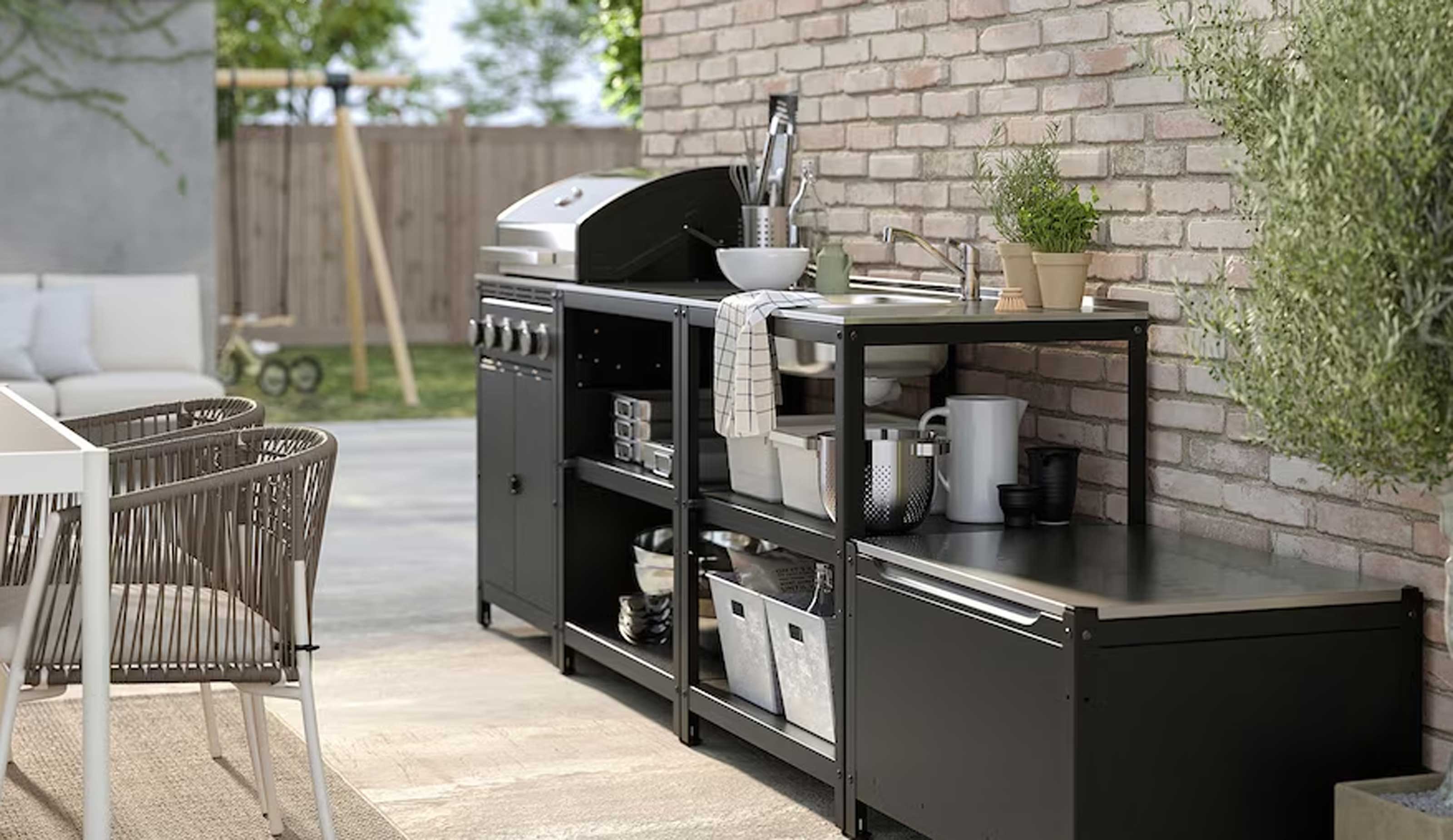 Build a stove for an outdoor kitchen with this Ikea hack.
