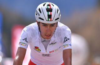 Ivan Ramiro Sosa of Colombia and Team Androni Sidermec Bottecchia White Best Young Rider Jersey at Tour of the Alps