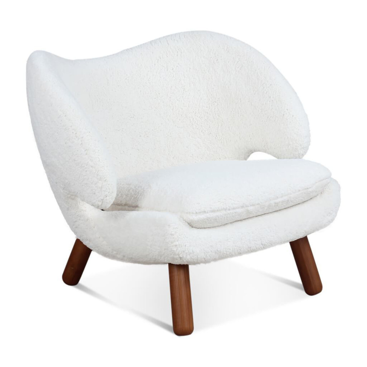 Latitude Run&amp;reg; Pelican Chair Sherpa - Cloud White / Walnut | Wayfair