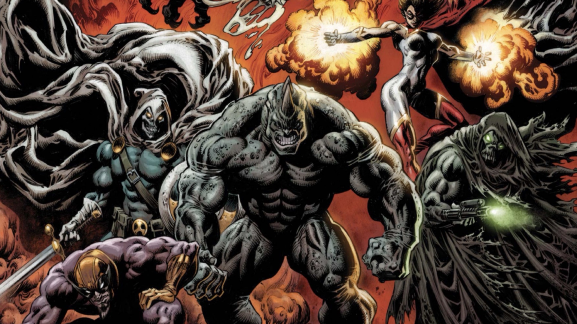 Batroc, Taskmaster, Rhino, Mister Fear, and Star assembling as Kingpin's personal Thunderbolts