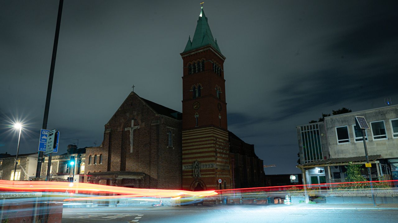 Example image showing a light trail from passing vehicles at night