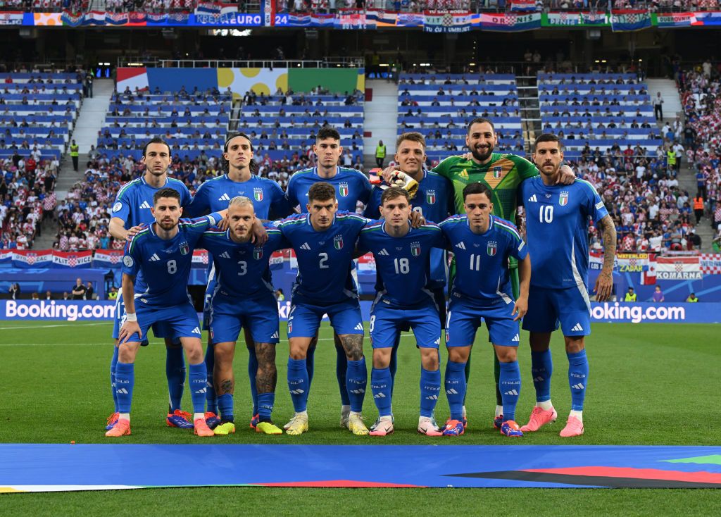 Italy Euro 2024 squad Players of Italy pose for a team photograph prior to the UEFA EURO 2024 group stage match between Croatia and Italy at Football Stadium Leipzig on June 24, 2024 in Leipzig, Germany. (Photo by Claudio Villa/Getty Images for FIGC)