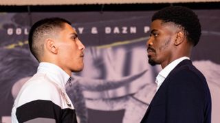 Vergi Ortiz Jr and Maurice Hooker face off at weigh in for boxing match