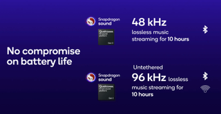 Qualcomm's S7 and S7 Pro Gen 1 audio specifications, on blue background