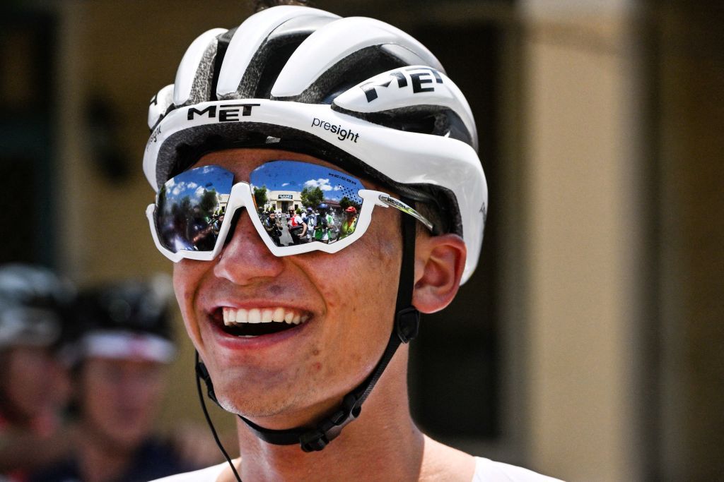 Isaac Del Toro (UAE Team Emirates) was all smiles after winning stage 2