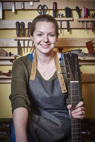 Rosie Heydenrych, pictured in her workshop, found encouragement to pursue a career in guitar building by researching female luthiers who had come before her, such as Manzer and Wingert.