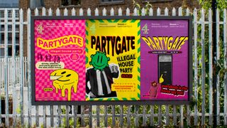 Channel 4 Partygate poster designs