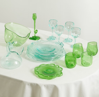 Irregular recycled glass dinner set