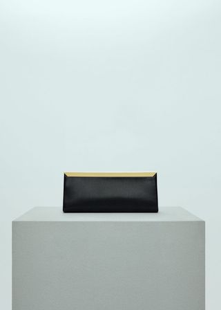 Leather Clutch Bag With Metal Chain - Women