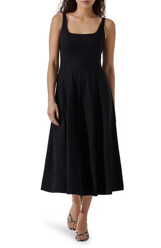 Square neck midi dress