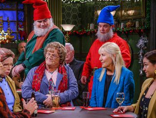 Brendan O'Carroll and Jennifer Gibney with the cast of Mrs Brown's Boys.