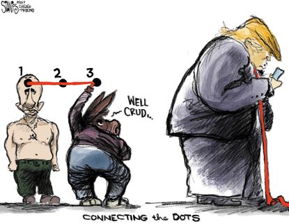 Political Cartoon U.S. Trump Putin Russia hacking Democrats