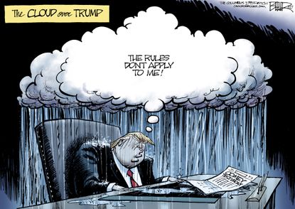 Political cartoon U.S. Comey hearing Trump no rules
