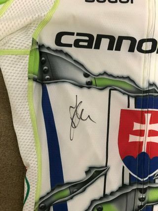 The special-edition jersey has been signed by Peter Sagan