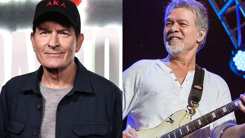 Charlie Sheen in 2025, and Eddie Van Halen onstage in 2015
