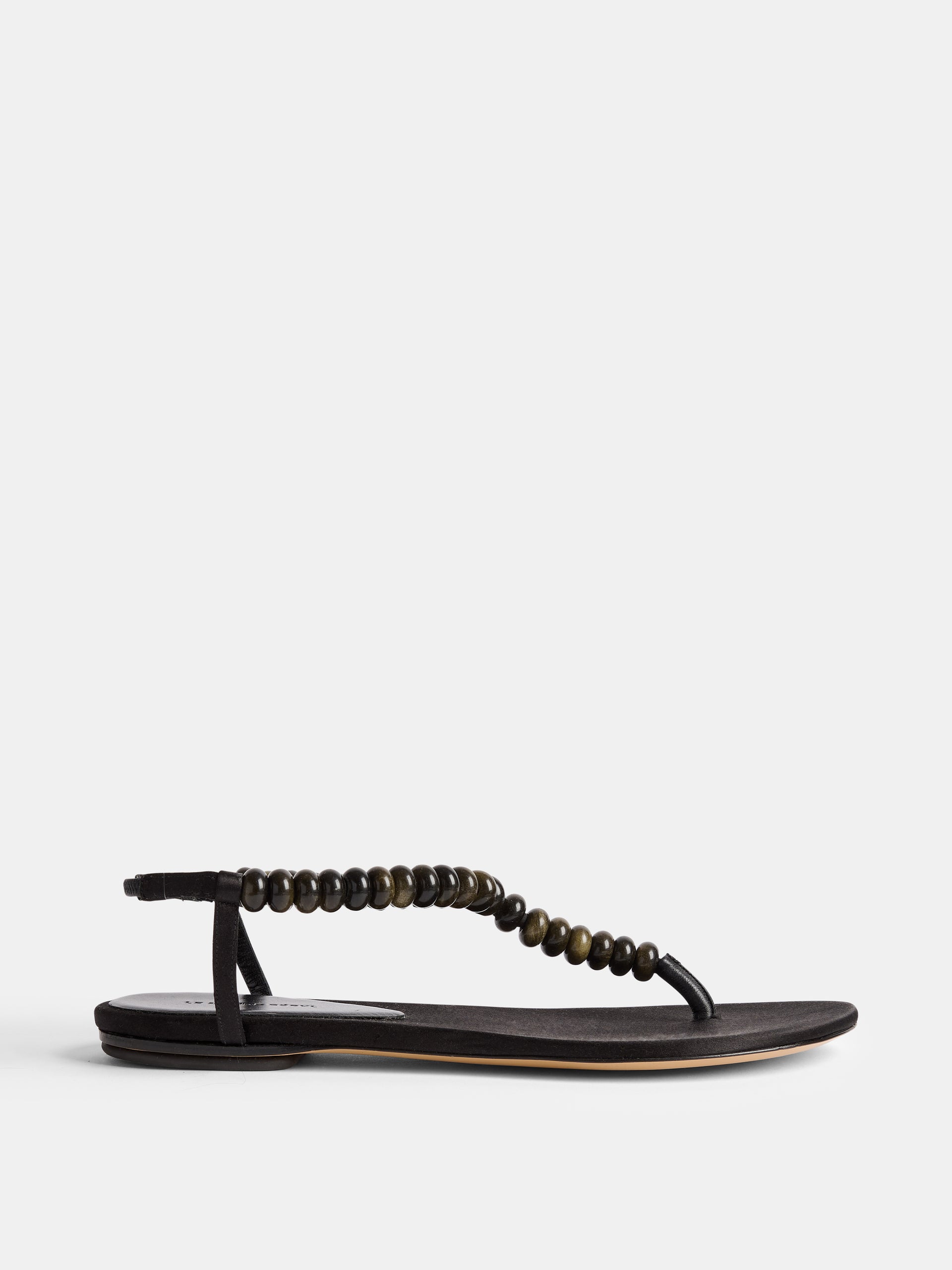 Beaded Thong/ Black Satin