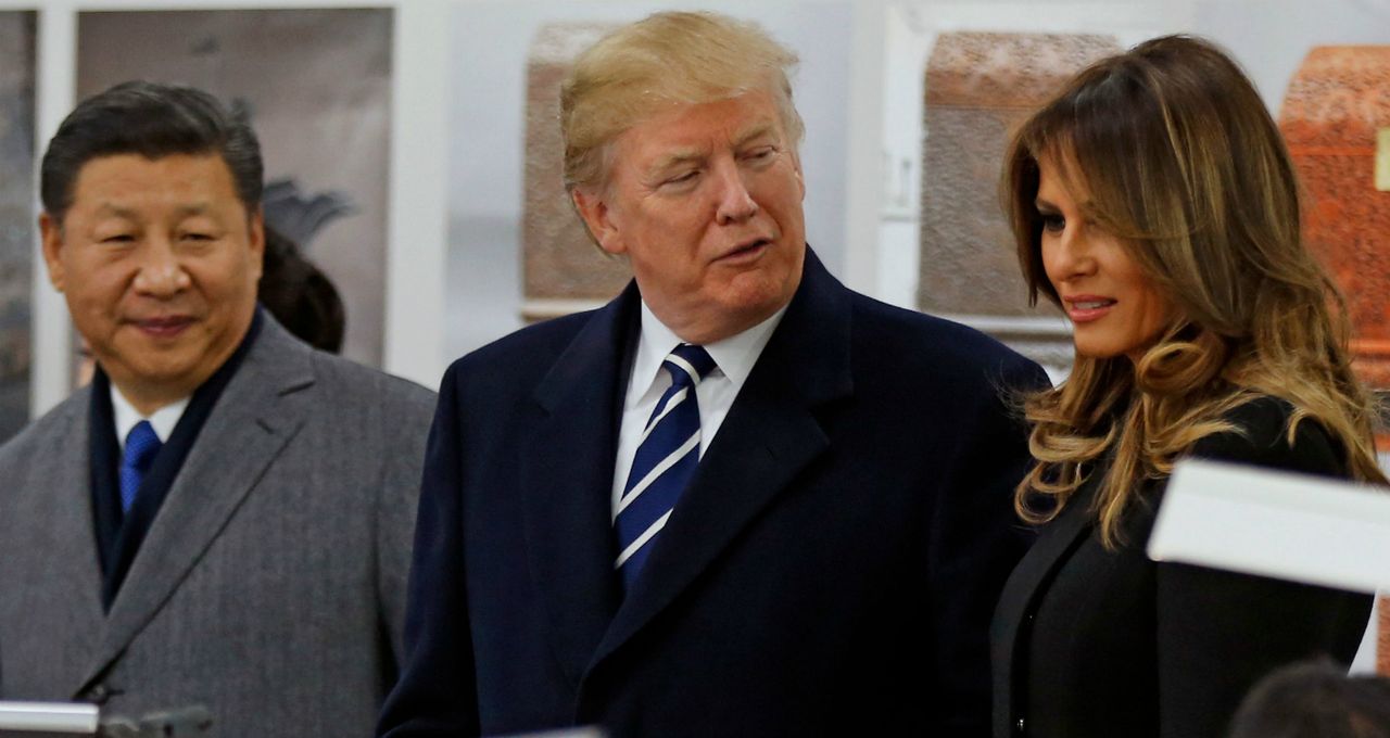 Donald and Melania Trump with China&amp;#039;s President Xi Jinping in Beijing.