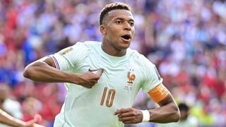 Kylian Mbappe of France celebrates his goal during the FIFA World Cup 2026 Quarter Final match between France and Morocco at Boston Stadium on July 9, 2026 in Foxborough, Massachusetts