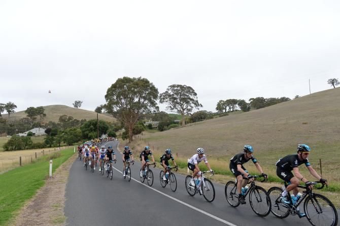 Team sky leads the peloton