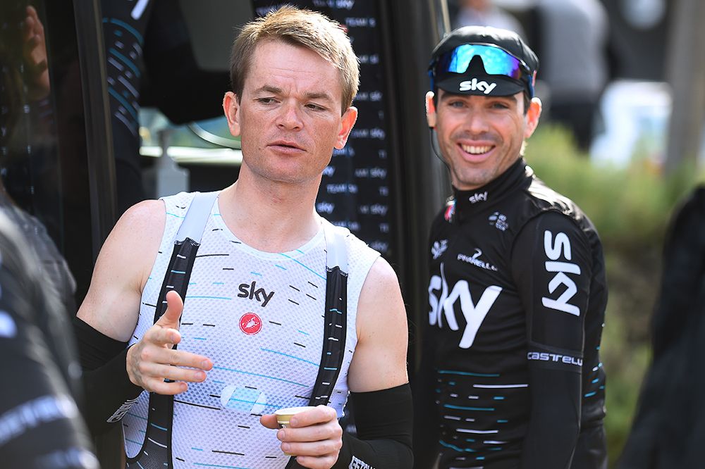 Team Sky's Vasil Kiryenka and Philip Deignan