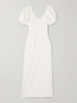 Vence Gathered Linen Midi Dress