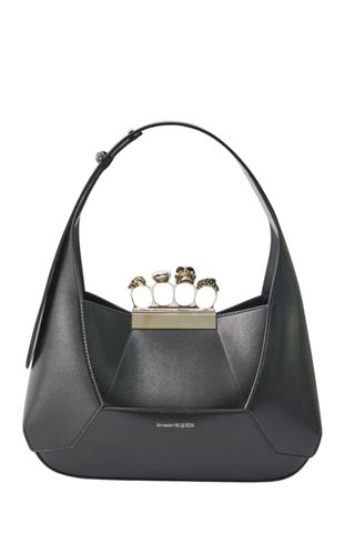 Alexander McQueen Four Ring crystal and leather shoulder bag